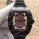 Replica Richard Mille RM 052 Red pirate Diamond skull Dial Black Rubber Watch